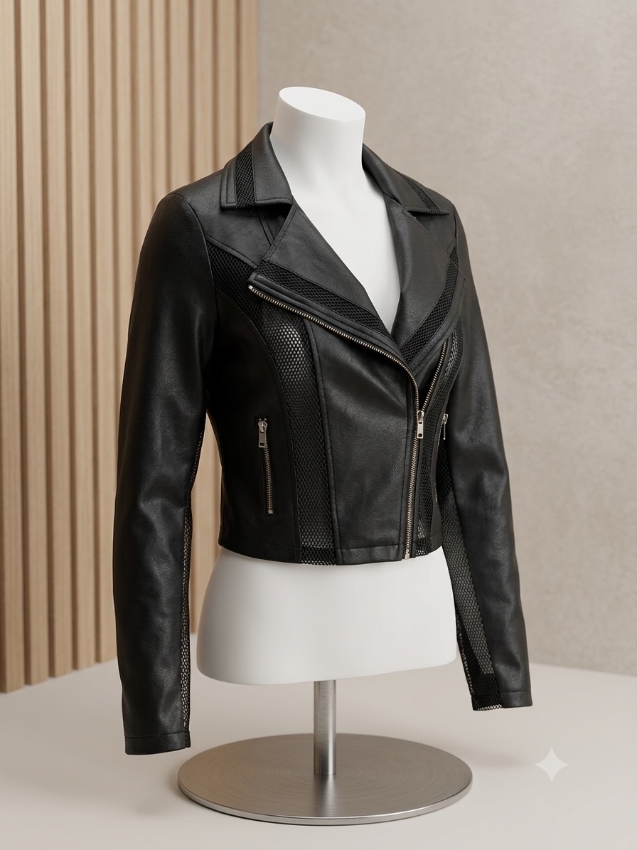 Chocolate Black Faux Leather Moto Jacket